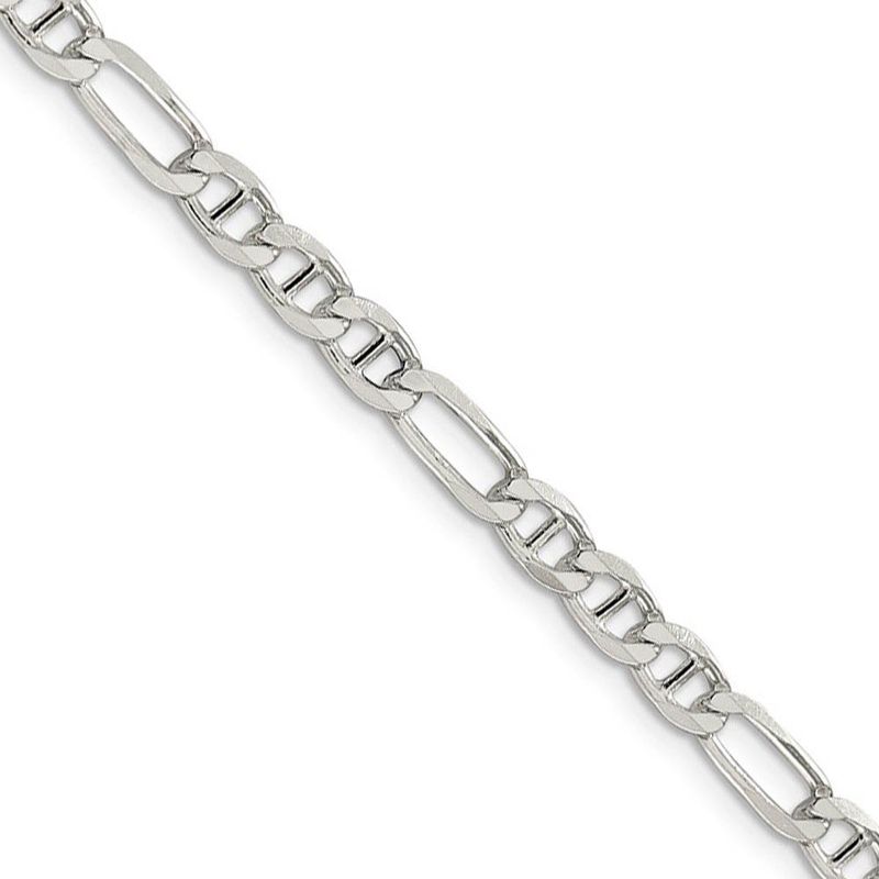 4.5mm Sterling Silver Solid Figaro Anchor Chain Necklace, 22 Inch